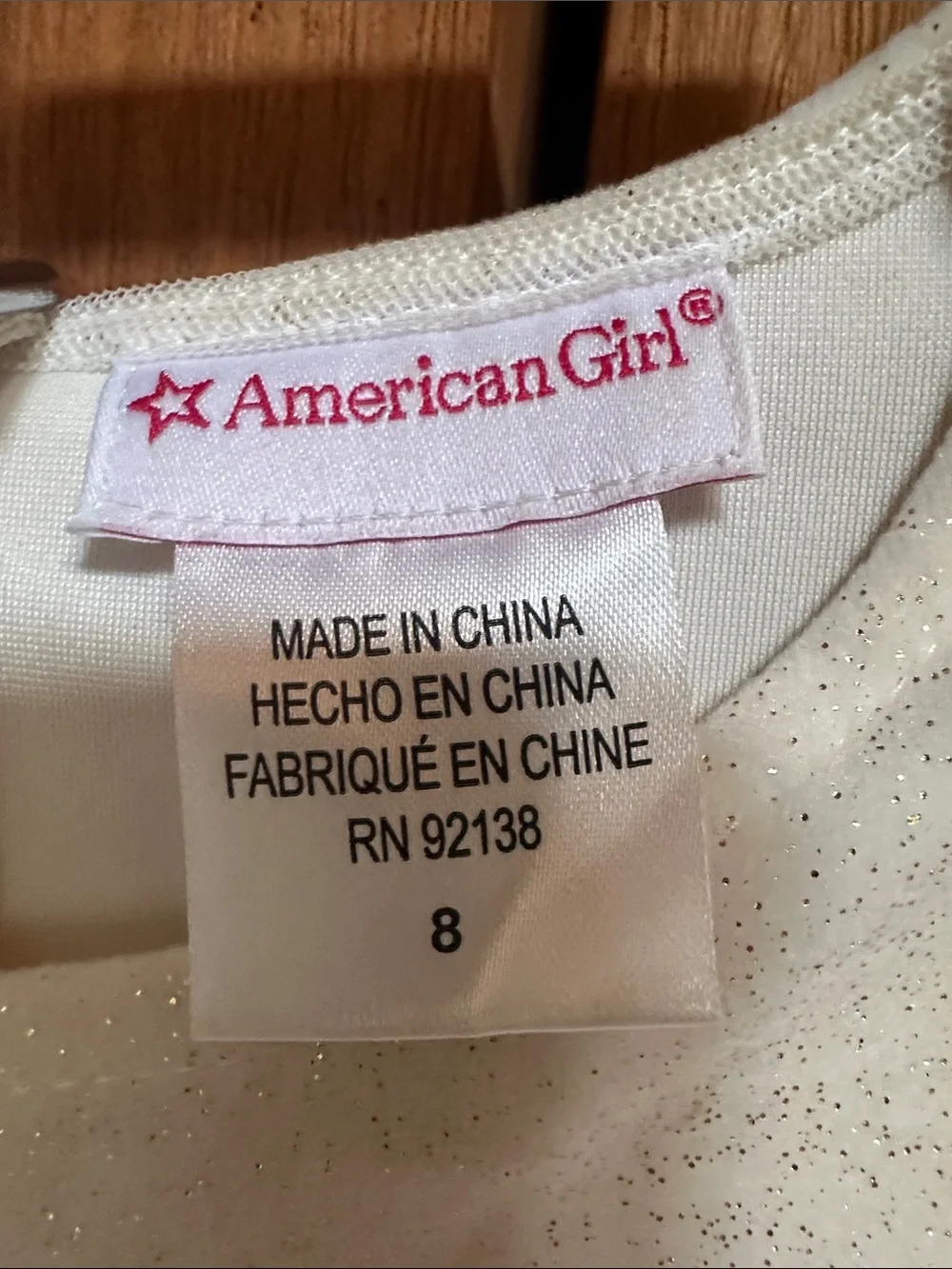 American Girl White Glitter Dress